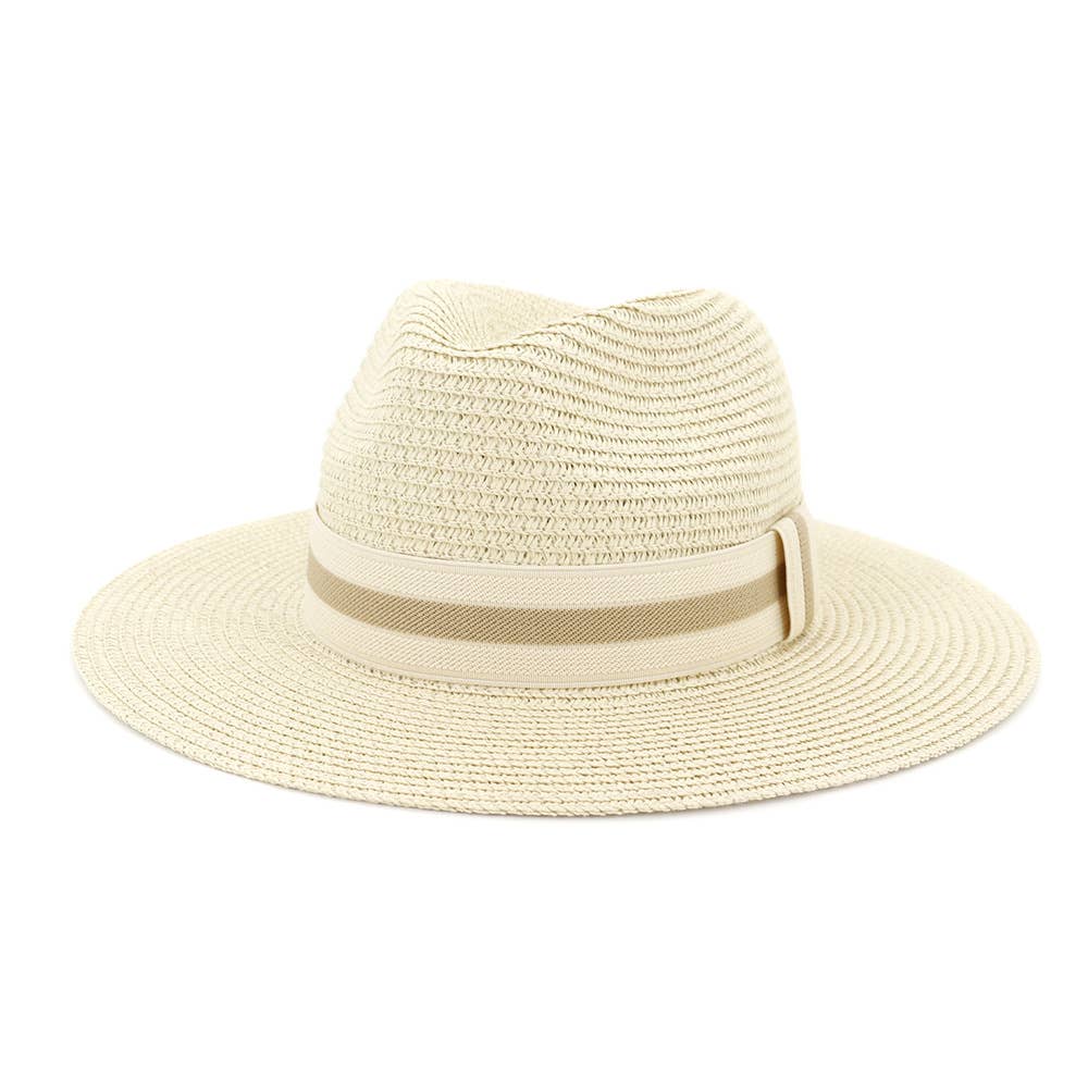 Straw hat, Women Beach Hat with Two Tone Wide Belt