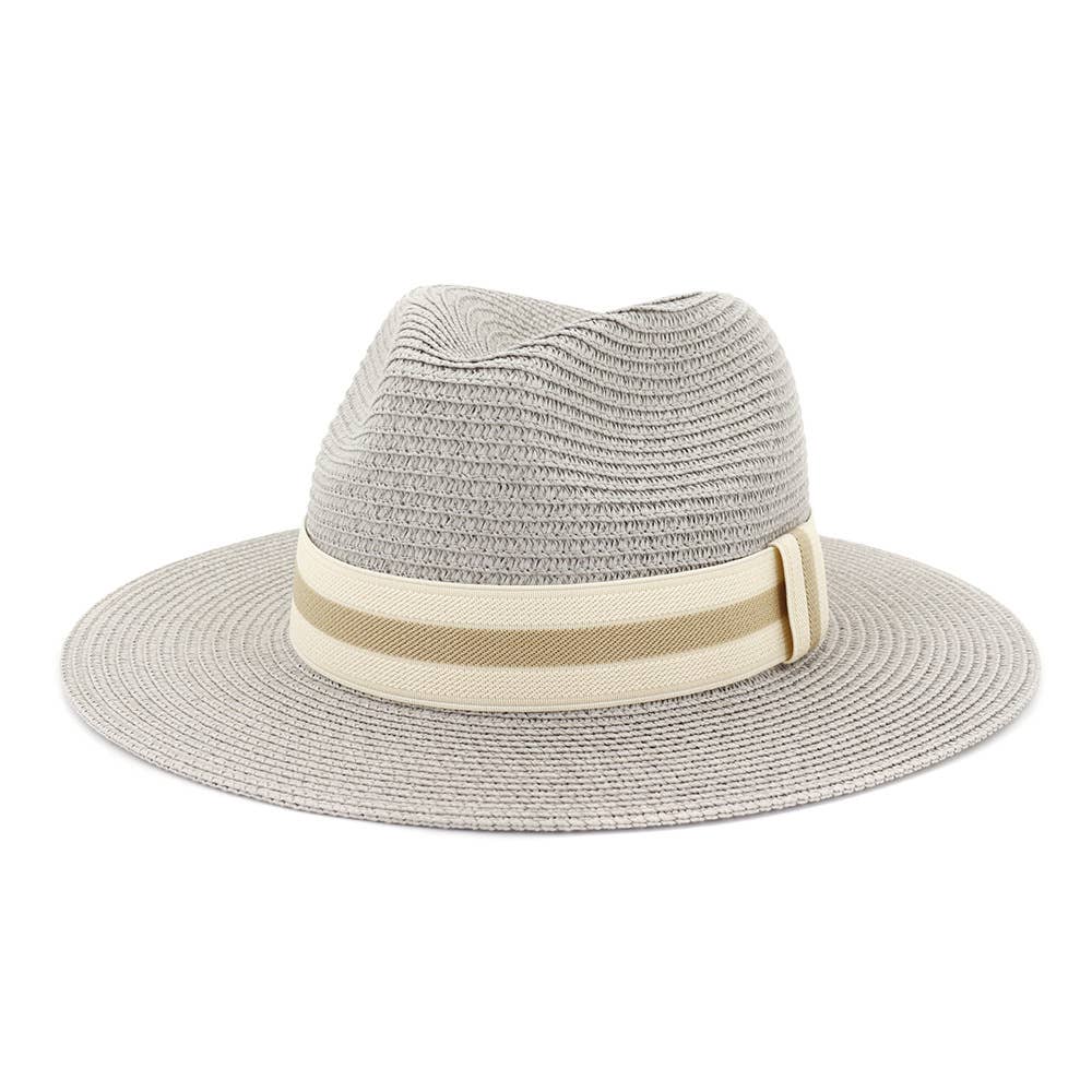 Straw hat, Women Beach Hat with Two Tone Wide Belt