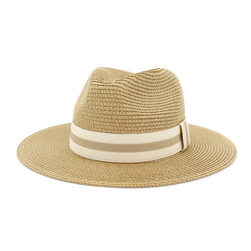 Straw hat, Women Beach Hat with Two Tone Wide Belt