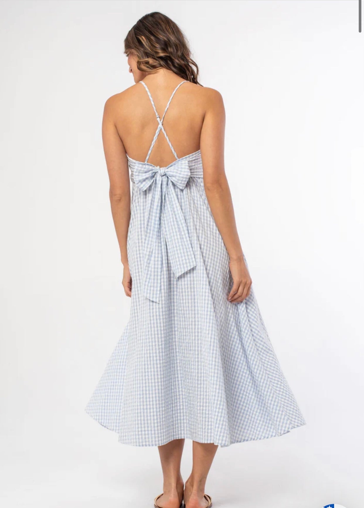 Gingham Tie Back Midi Dress