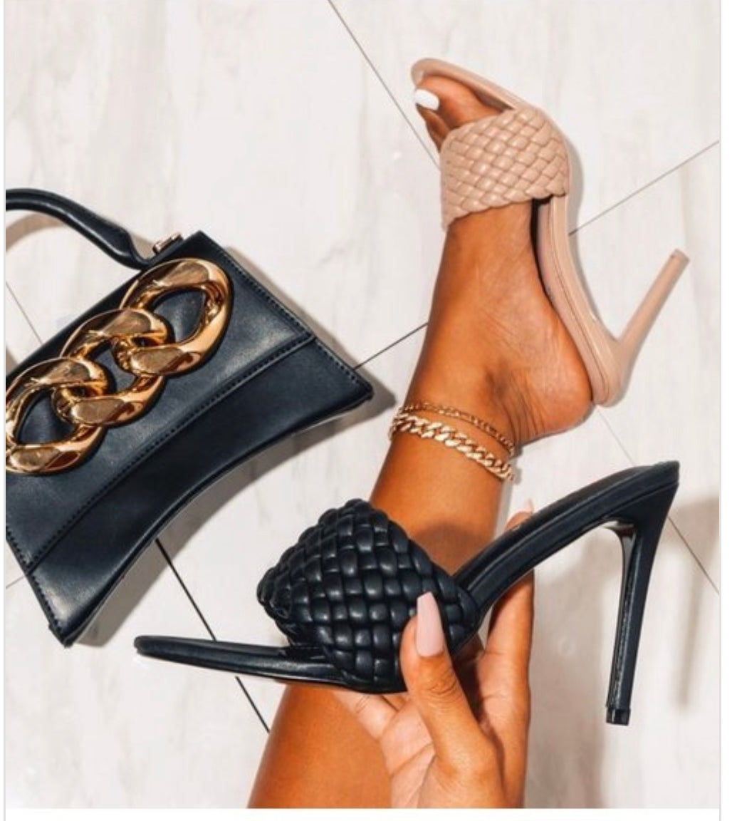 Black Braided Band Stiletto Heel