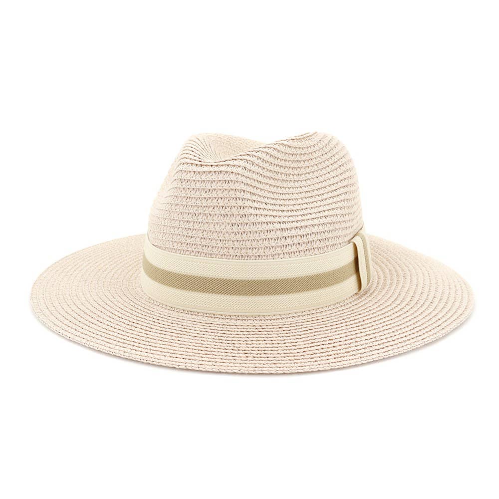 Straw hat, Women Beach Hat with Two Tone Wide Belt
