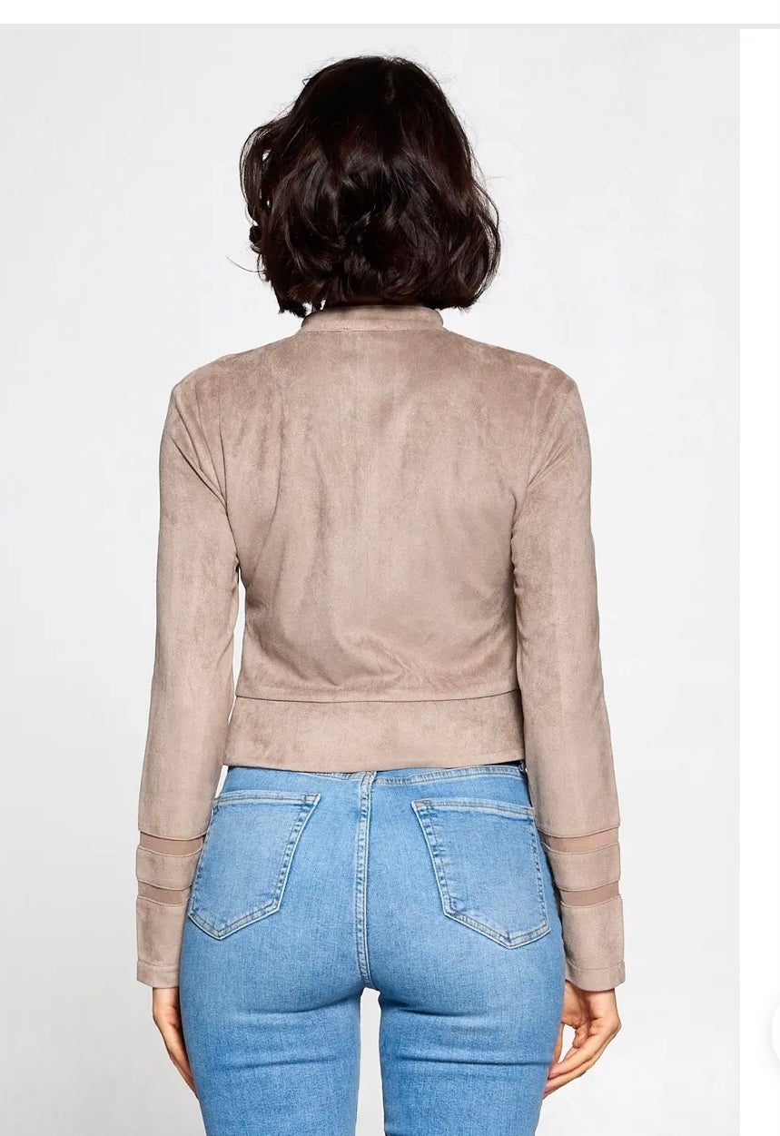 Suede Zip Moto Jacket