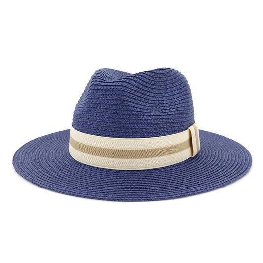Straw hat, Women Beach Hat with Two Tone Wide Belt